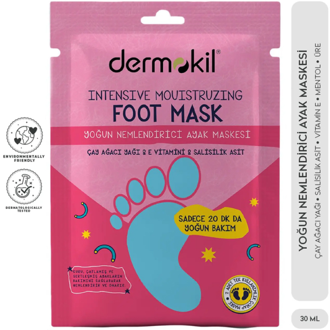 Dermokil Intensive Moistruzing Foot Mask - Yoğun Nemlendirici Ayak Maskesi 30ml - 2
