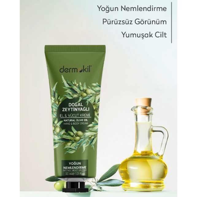 Dermokil Olive Oil Hand Body Cream - El ve Vücut Kremi 30ml - 2