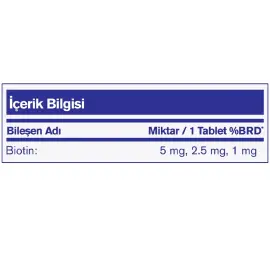 Dermoskin Medohbiotin Biotin 2.5mg - Takviye Edici Gıda 120 Tablet - 3