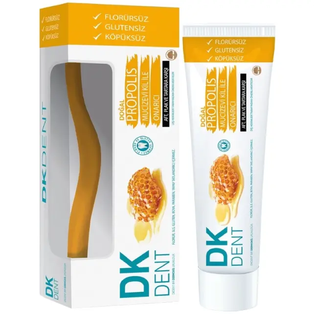DK Dent Doğal Propolis Florürsüz Diş Macnu 75ml - Diş Fırçası Hediye - 1