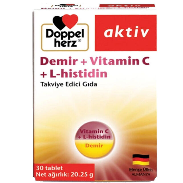 Doppelherz Aktiv Demir + Vitamin C + L-Histidin Takviye Edici Gıda 30 Tablet - 1