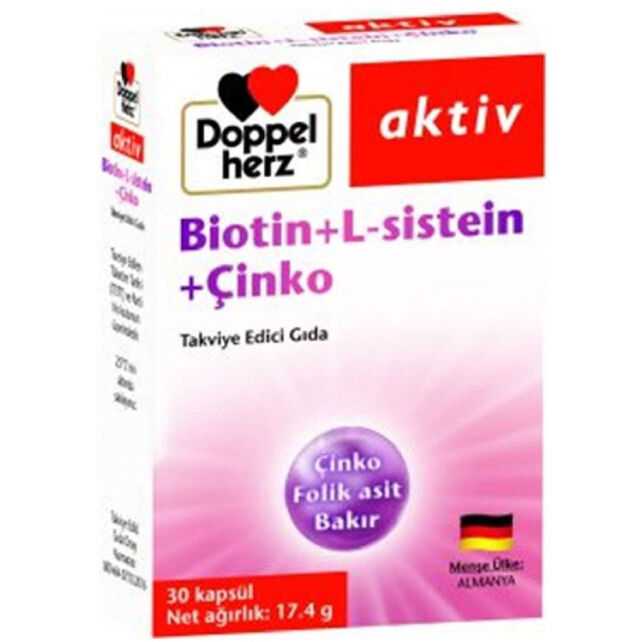 Doppelherz Biotin + L-Sistein + Çinko Takviye Edici Gıda 30 Kapsül - 1