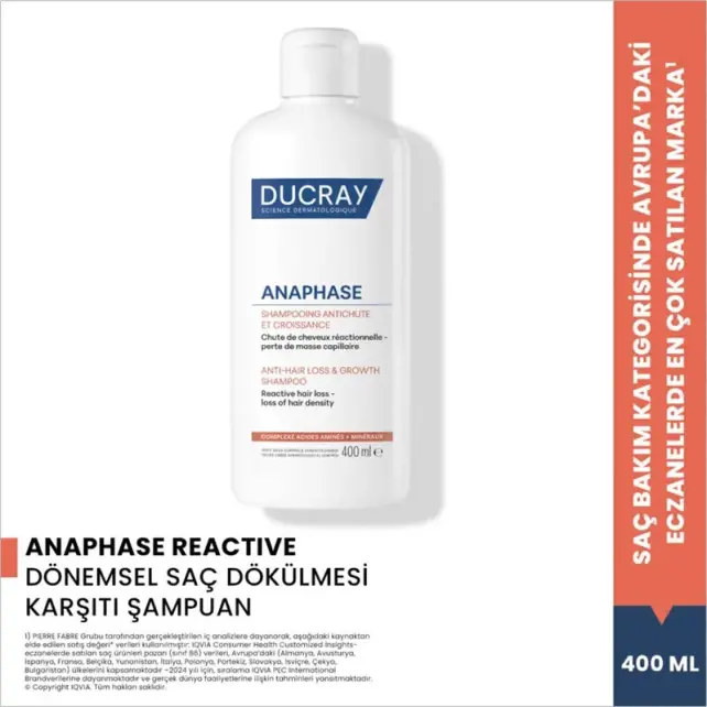 Ducray Anaphase Anti Hair Loss Growth Shampoo - Saç Dökülmesine Karşı Bakım Şampuanı 400ml - 4