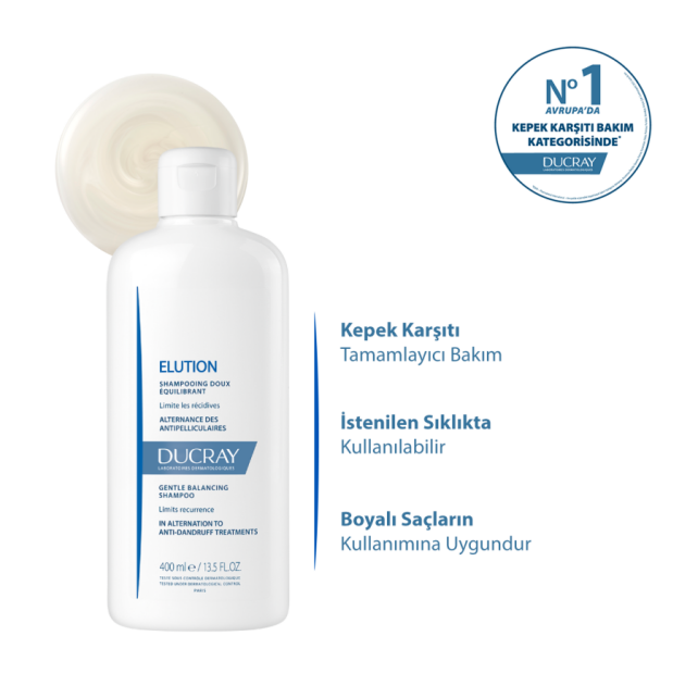 Ducray Elution Shampoo - Kepek Karşıtı Şampuan 400ml - 2
