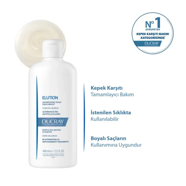 Ducray Elution Shampoo - Kepek Karşıtı Şampuan 400ml - 2