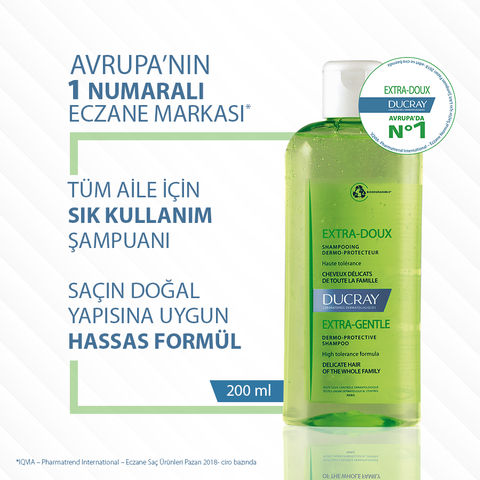 Ducray Extra Doux Shampoo - Sık Kullanım Şampuanı 200ml Ducray Extra Doux Shampoo - Sık Kullanım Şampuanı 200ml
