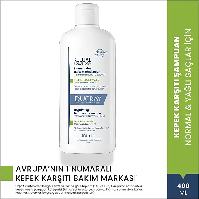 Ducray Kelual Squanorm Regulating Treatment Shampoo - Kepek Karşıtı Bakım Şampuanı 400ml - 4