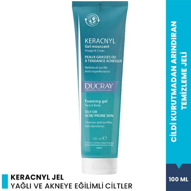 Ducray Keracnyl Foaming Gel - Yağlı ve Akne Eğilimli Ciltler İçin Temizleme Jeli 100ml - 2