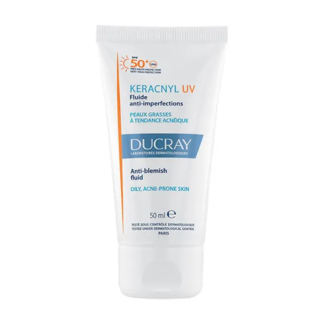 Ducray Keracnyl UV SPF 50+ Anti Blemish Fluid - Yağlı ve Akne Eğilimli Ciltler İçin Güneş Koruyucu 50ml - 1