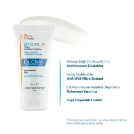 Ducray Keracnyl UV SPF 50+ Anti Blemish Fluid - Yağlı ve Akne Eğilimli Ciltler İçin Güneş Koruyucu 50ml - 2