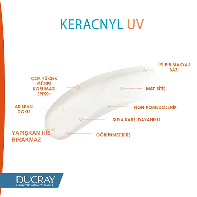 Ducray Keracnyl UV SPF 50+ Anti-Blemish Fluid - Yağlı ve Akne Eğilimli Ciltler İçin Güneş Koruyucu 50ml - 5