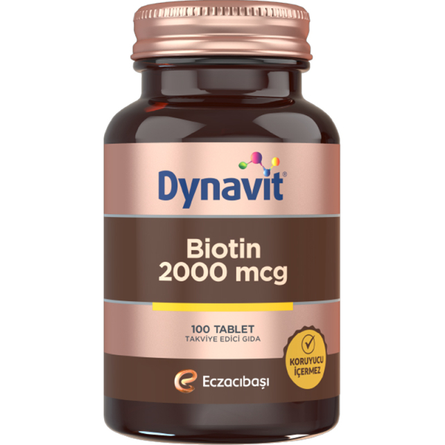 Dynavit Biotin Takviye Edici Gıda 2000 mcg/ 100 Tablet - 1