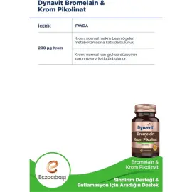 Dynavit Bromelain - Krom Pikolinat Takviye Edici Gıda 60 Kapsül - 5