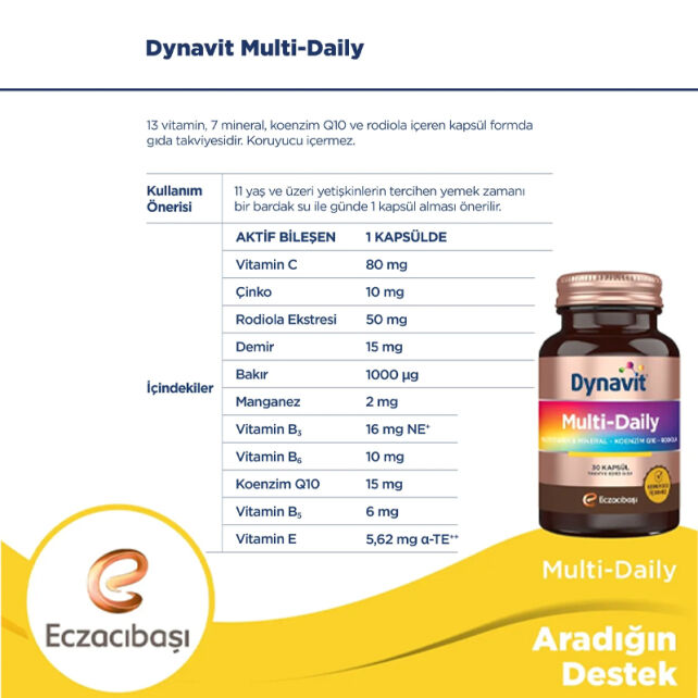 Dynavit Multi Daily - Takviye Edici Gıda 30 Kapsül - 3