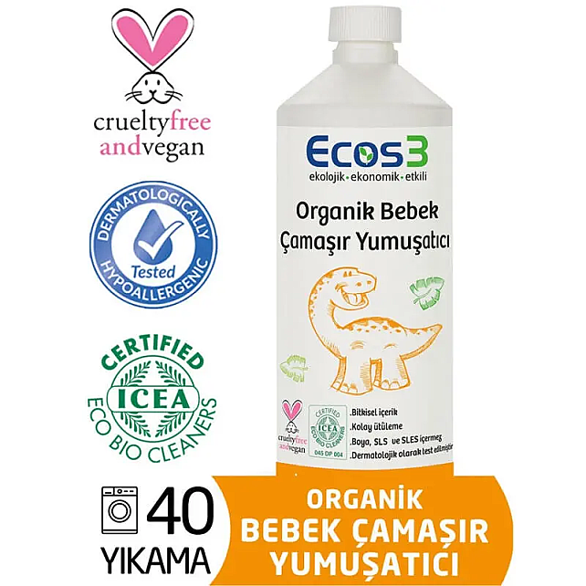 Ecos3 Organik Bebek Çamaşır Yumuşatıcı 1000ml - 40 Yıkama - 1