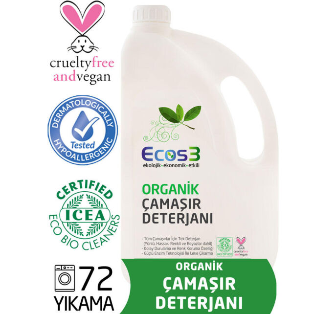 Ecos3 Organik Çamaşır Deterjanı 2500ml - 72 Yıkama - 1