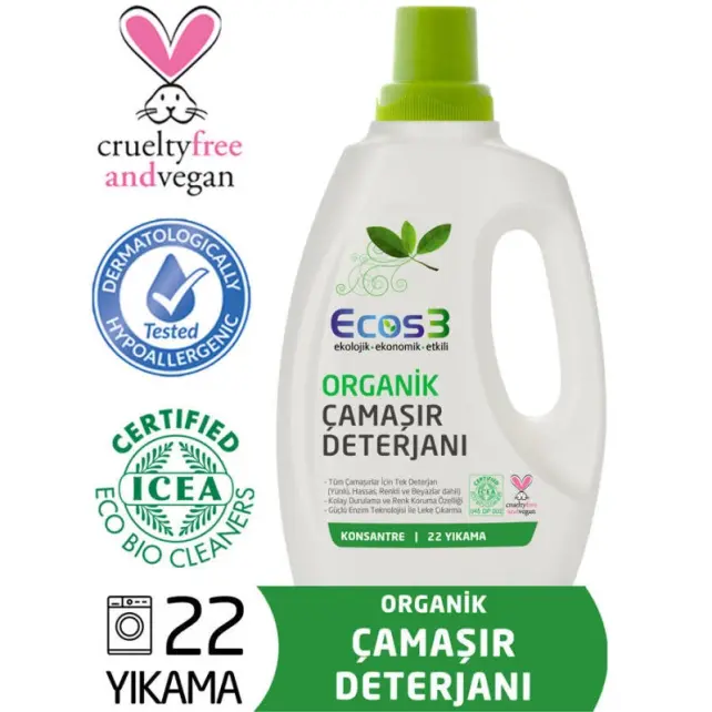 Ecos3 Organik Çamaşır Deterjanı 750ml - 22 Yıkama - 1