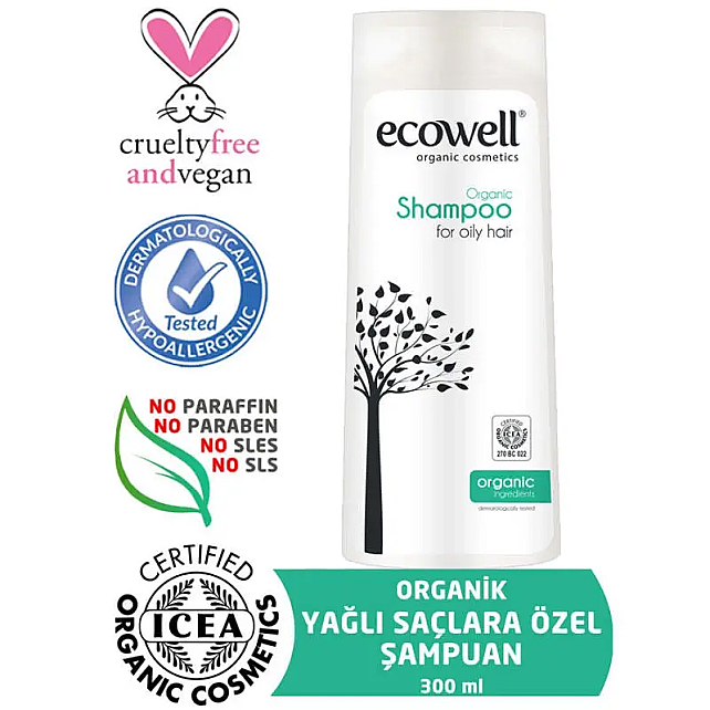 Ecowell Yağlı Saçlar İçin Organik Şampuan 300ml - 1