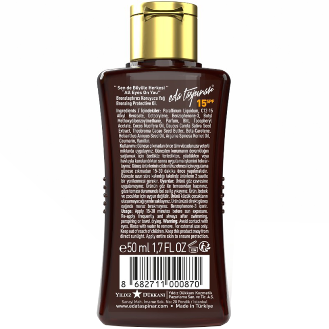 Eda Taşpınar Bronzing Protective Oil SPF 15 - Bronzlaştırıcı Güneş Yağı 50ml - 2