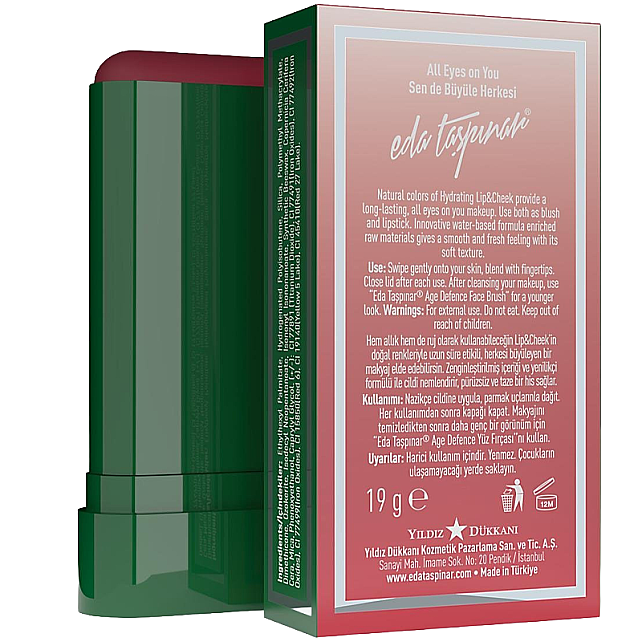 Eda Taşpınar Lip & Cheek Cream Stick Allık - Cherry Belle 19gr - 5