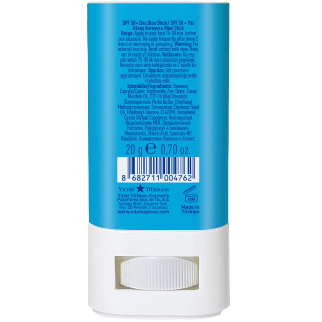 Eda Taşpınar Mineral Filter Zinc Stick Blue SPF 50+ Stick Güneş Koruyucu 20g - 2