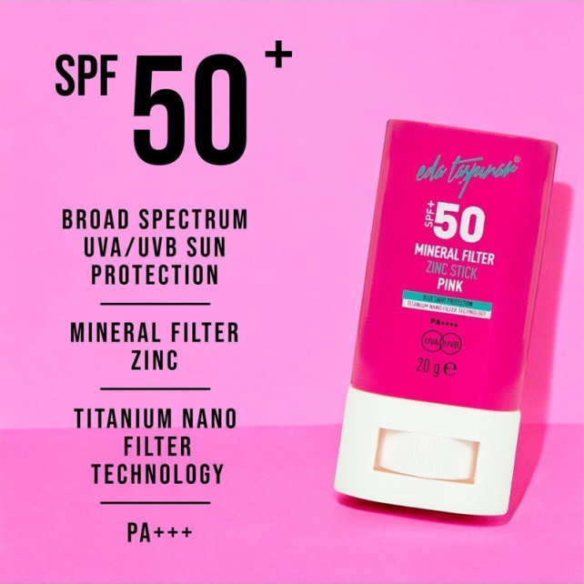 Eda Taşpınar Mineral Filter Zinc Stick Pink SPF 50+ Stick Güneş Koruyucu 20gr - 4