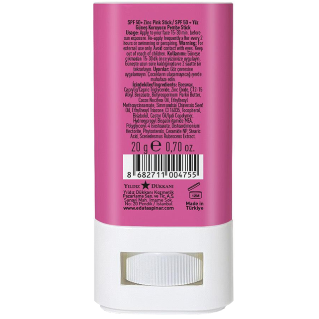 Eda Taşpınar Mineral Filter Zinc Stick Pink SPF 50+ Stick Güneş Koruyucu 20g - 3