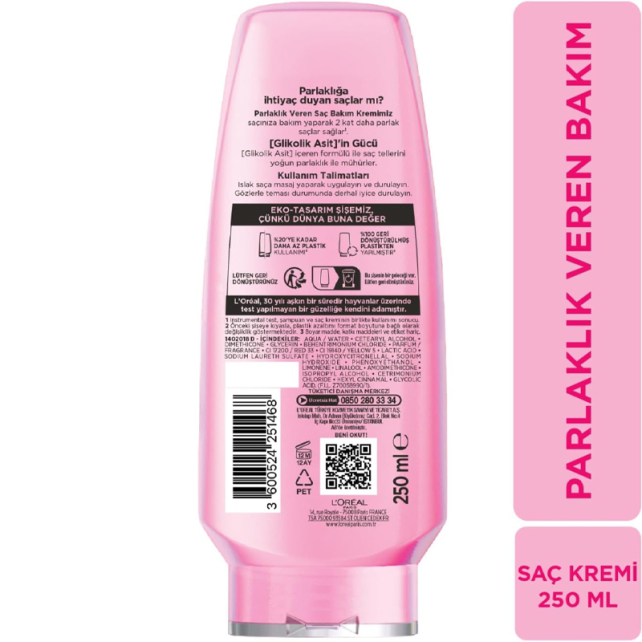 Elseve Glycolic Gloss - Parlaklık Veren Saç Bakım Kremi 250ml - 4