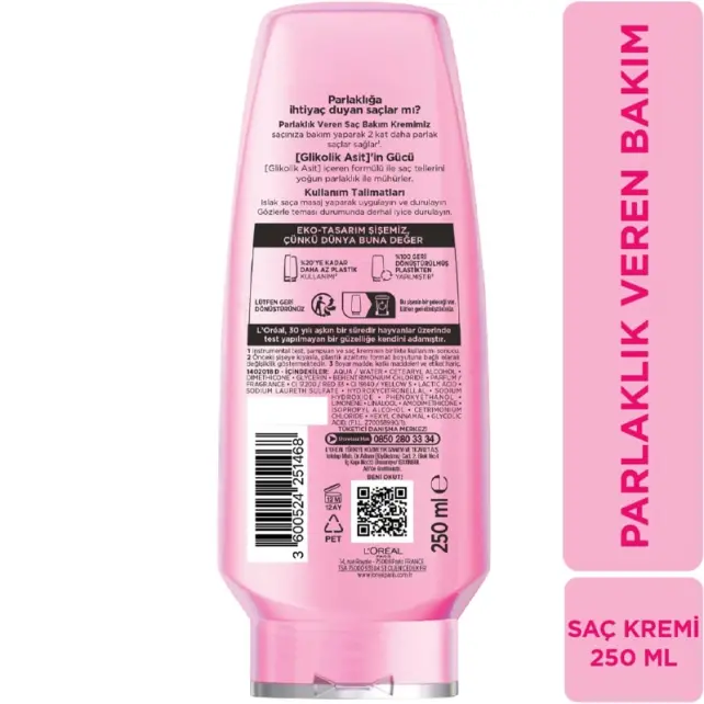 Elseve Glycolic Gloss - Parlaklık Veren Saç Bakım Kremi 250ml - 4