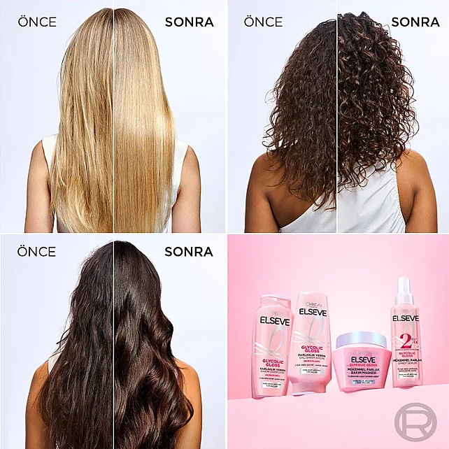 Elseve Glycolic Gloss - Parlaklık Veren Saç Bakım Maskesi 300ml - 6