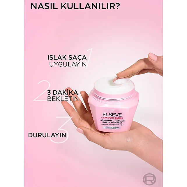 Elseve Glycolic Gloss - Parlaklık Veren Saç Bakım Maskesi 300ml - 5