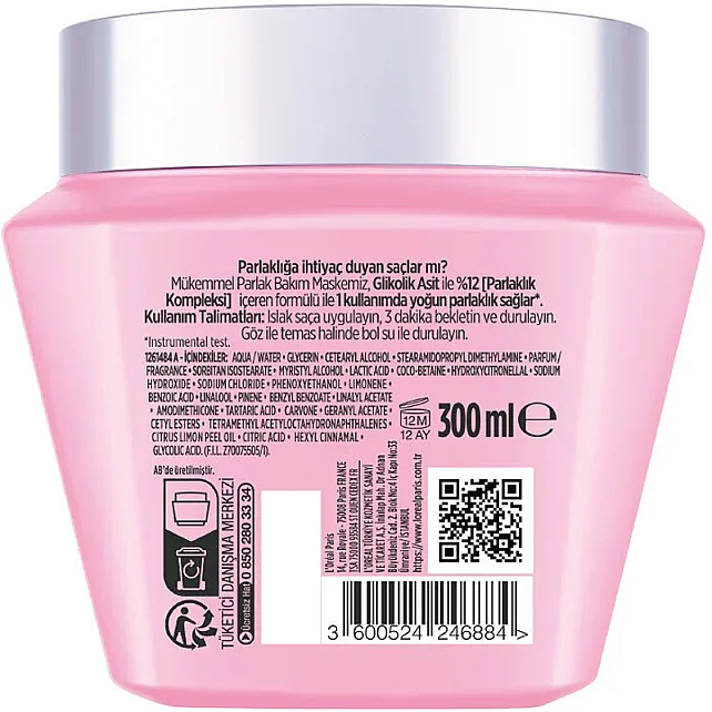 Elseve Glycolic Gloss - Parlaklık Veren Saç Bakım Maskesi 300ml - 7