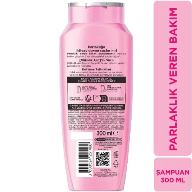 Elseve Glycolic Gloss - Parlaklık Veren Saç Bakım Şampuanı 300ml - 5