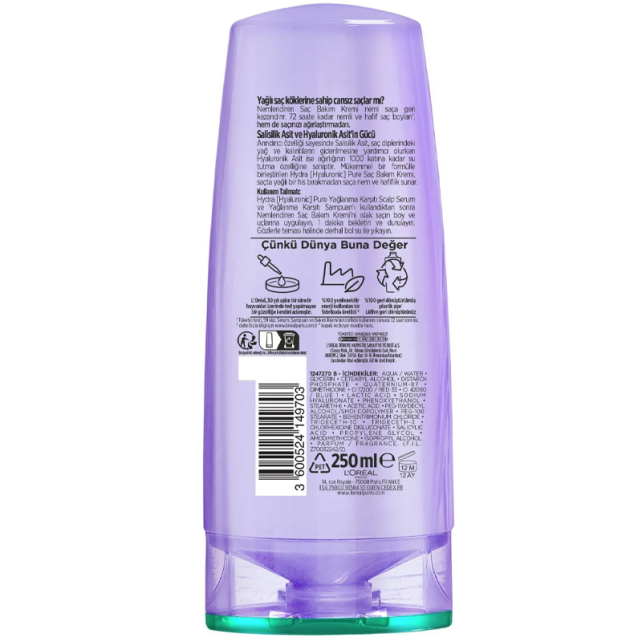 Elseve Hydra Hyaluronic Pure - Nemlendiren Saç Bakım Kremi 250ml - 2