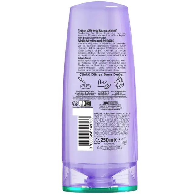 Elseve Hydra Hyaluronic Pure - Nemlendiren Saç Bakım Kremi 250ml - 2