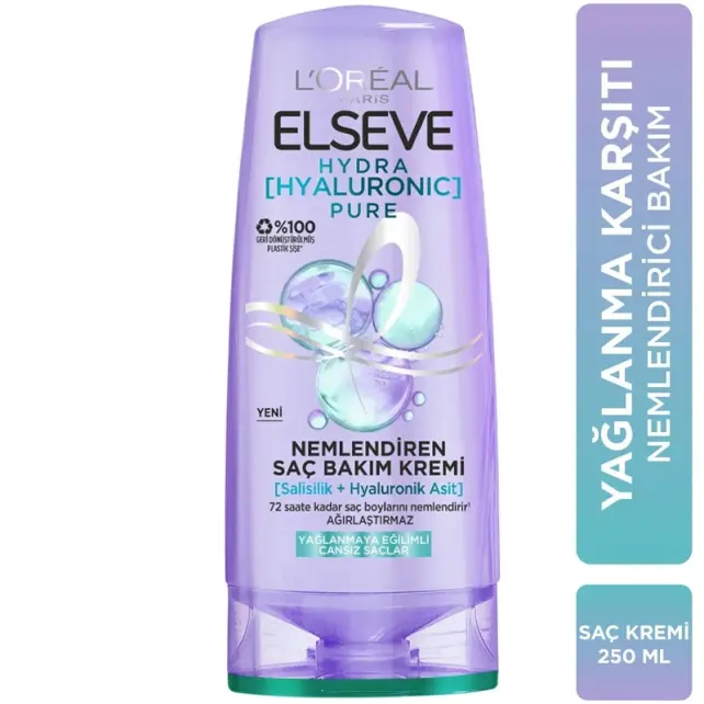 Elseve Hydra Hyaluronic Pure - Nemlendiren Saç Bakım Kremi 250ml - 3