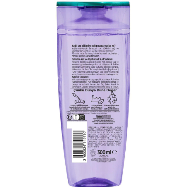 Elseve Hydra Hyaluronic Pure - Yağlanma Karşıtı Şampuan 300ml - 2