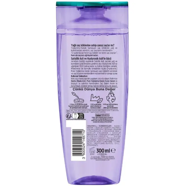 Elseve Hydra Hyaluronic Pure - Yağlanma Karşıtı Şampuan 300ml - 2