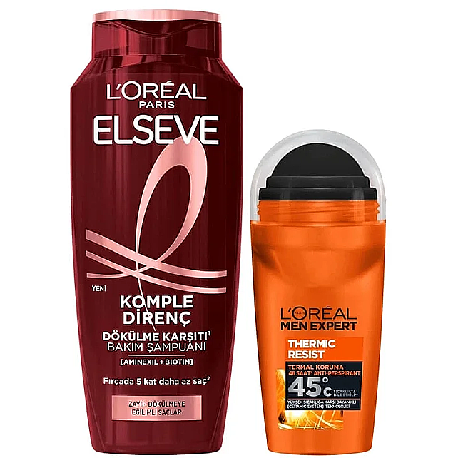 Elseve Komple Direnç Dökülme Karşıtı Şampuan 300ml & Loreal Men Expert Deodorant 50ml - 1