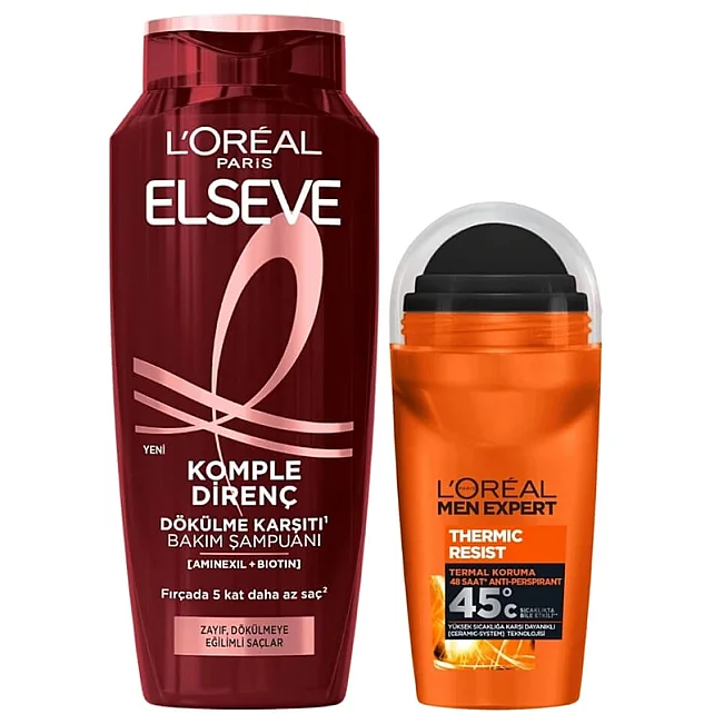 Elseve Komple Direnç Dökülme Karşıtı Şampuan 300ml & Loreal Men Expert Deodorant 50ml - 1
