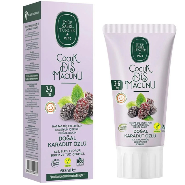 Eyüp Sabri Tuncer Çocuk Diş Macunu - Doğal Karadut Özlü 2-6 Yaş 60ml - 1