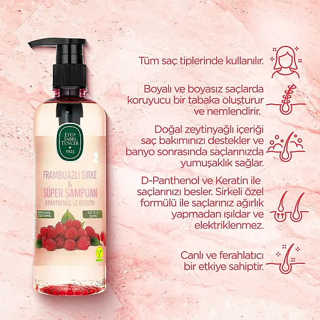 Eyüp Sabri Tuncer Frambuazlı Sirke & Süper Şampuan 500ml - 3