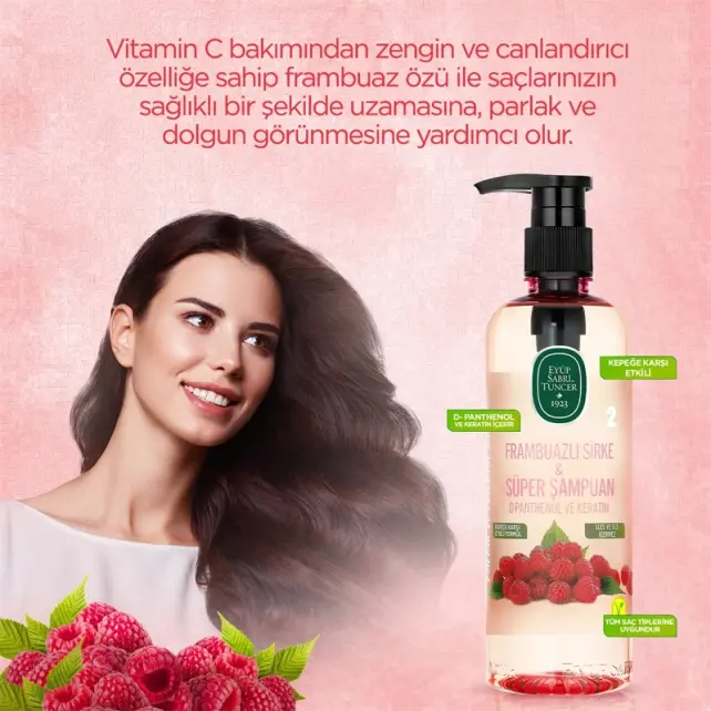 Eyüp Sabri Tuncer Frambuazlı Sirke & Süper Şampuan 500ml - 2