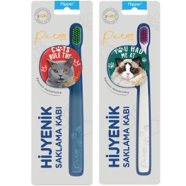 Flipper Pets Hijyenik Saklama Kabı & Diş Fırçası Seti Kedi - Flipper