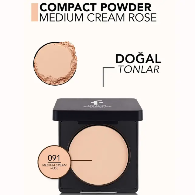 Flormar Compact Powder - Kompakt Pudra No:091 Medium Cream Rose 11gr - 4