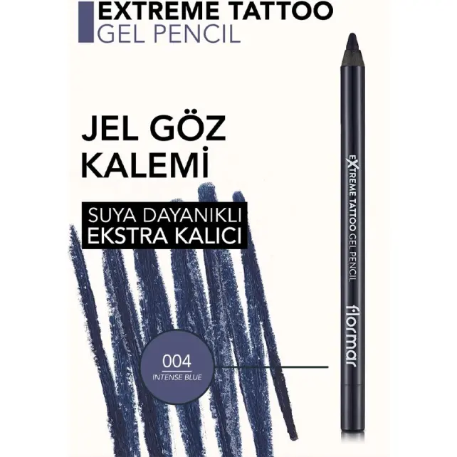 Flormar Extreme Tattoo Gel Pencil - Jel Dokulu Göz Kalemi No: 04 Intense Blue - 5