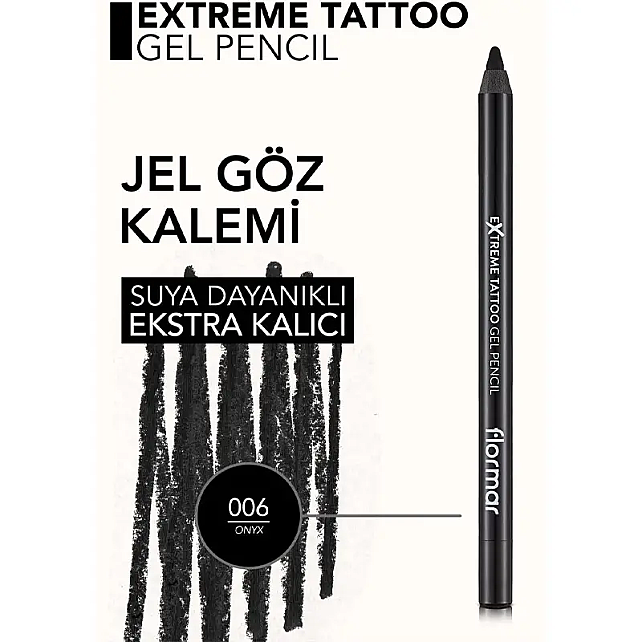 Flormar Extreme Tattoo Gel Pencil - Jel Dokulu Göz Kalemi No: 06 Onyx - 5