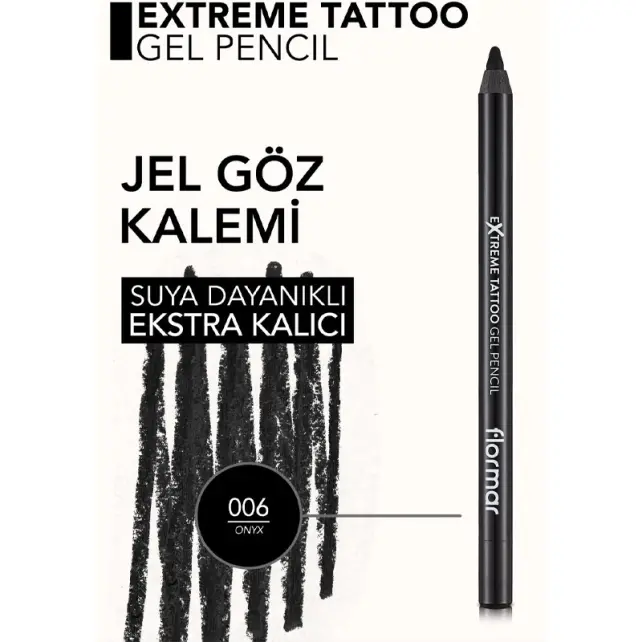 Flormar Extreme Tattoo Gel Pencil - Jel Dokulu Göz Kalemi No: 06 Onyx - 5