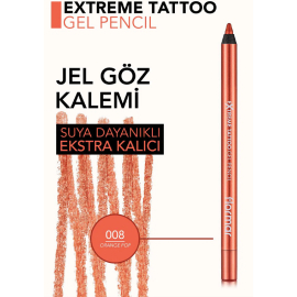 Flormar Extreme Tattoo Gel Pencil - Jel Dokulu Göz Kalemi No: 08 Orange Pop - 5