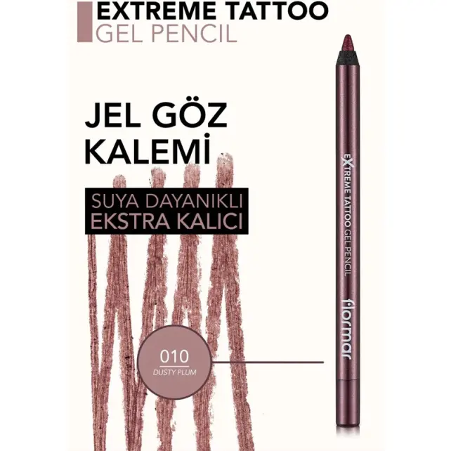 Flormar Extreme Tattoo Gel Pencil - Jel Dokulu Göz Kalemi No: 10 Dusty Plum - 5